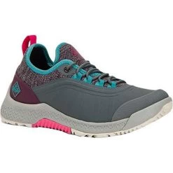 Muck Womens Outscape Lace Up Shoes - Dark Grey/Teal/Pink